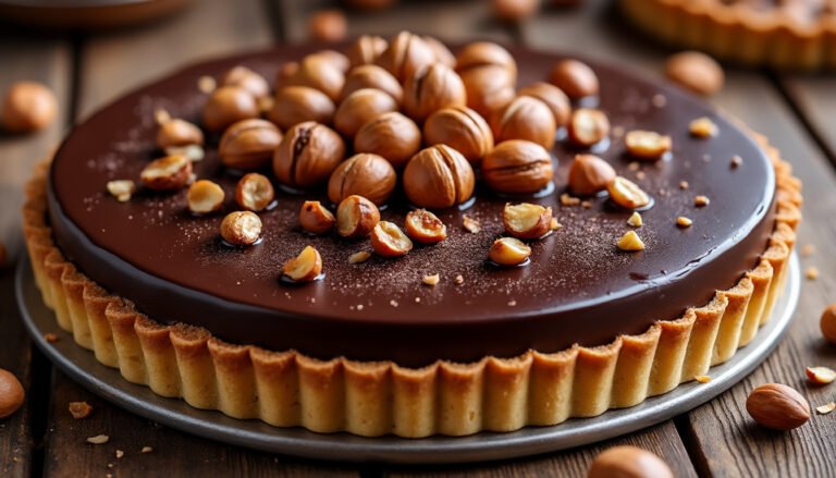 découvrez notre délicieuse tarte au chocolat et noisettes grillées, une combinaison parfaite de saveurs richement chocolatées et de croquant. idéale pour les amateurs de pâtisserie, cette recette facile à réaliser ravira vos papilles à chaque bouchée.