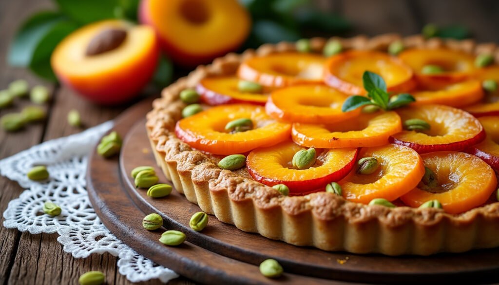 découvrez notre délicieuse tarte aux abricots et pistaches, un dessert gourmand alliant la douceur des abricots juteux à la croquant des pistaches. parfaite pour des occasions spéciales ou simplement pour se faire plaisir.