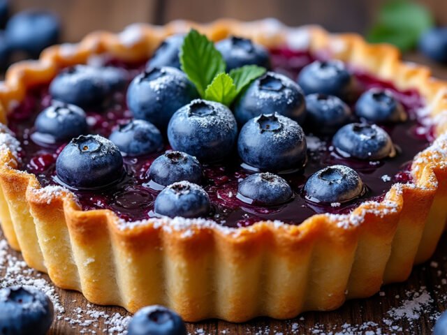 Tarte aux myrtilles et crème d’amande