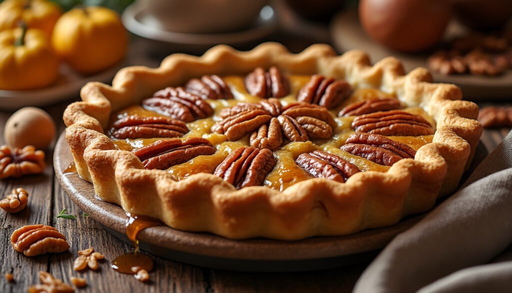 découvrez notre délicieuse tarte aux noix et sirop d’érable, un dessert réconfortant alliant le croquant des noix à la douceur du sirop d’érable. parfaite pour impressionner vos invités ou se faire plaisir lors d'une belle occasion, cette recette vous plonge dans une expérience gustative unique. laissez-vous séduire par son goût authentique et sa texture fondante.