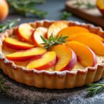 Tarte aux pêches et romarin