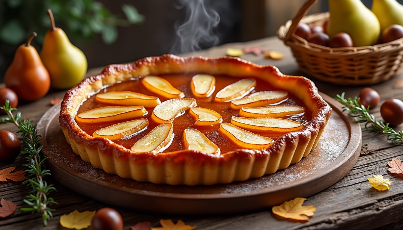 découvrez la délicieuse recette de la tarte tatin aux poires caramélisées, un dessert irrésistible qui allie la douceur des poires à un caramel savoureux, le tout sur une pâte croustillante. parfait pour impressionner vos invités ou pour une douce pause sucrée.