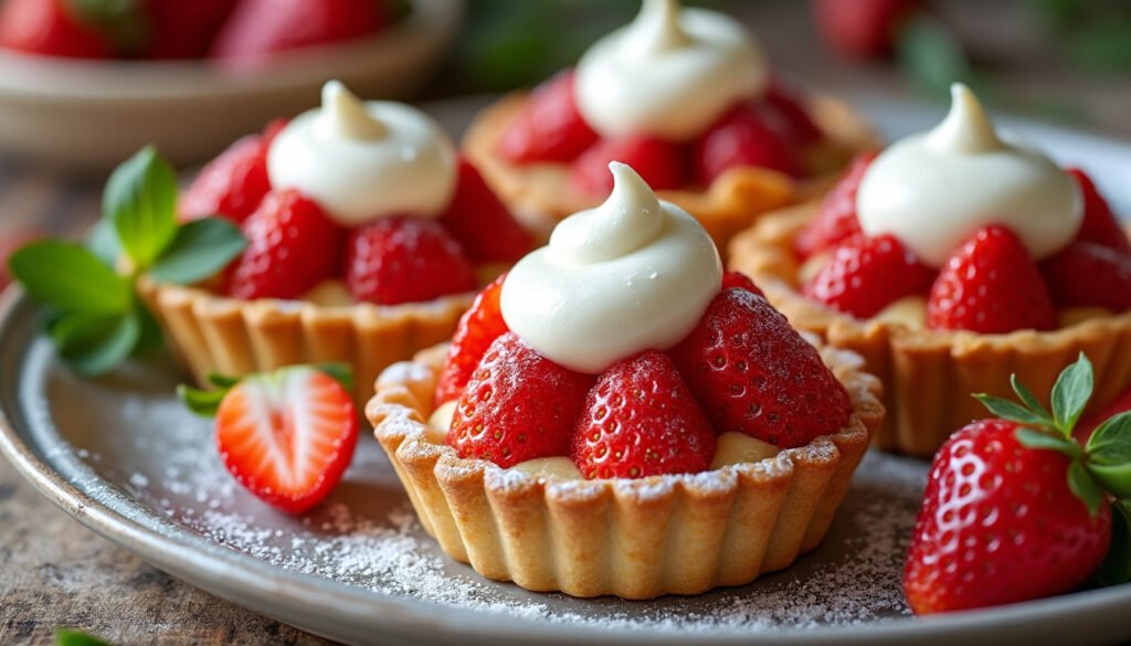 découvrez une délicieuse recette de tartelettes aux fraises garni d'une onctueuse crème végétale. parfaites pour une pause gourmande, ces douceurs allient fraîcheur et légèreté tout en régalant vos papilles.