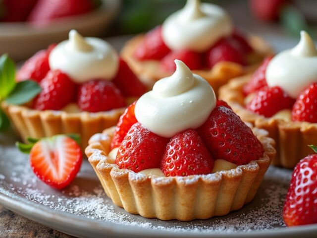 Tartelettes aux fraises et crème végétale