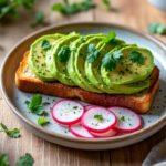 Tartines d’avocat et radis roses