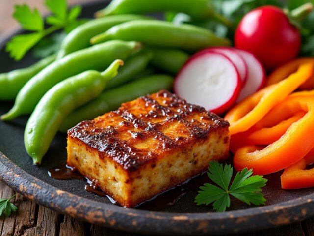 Tempeh mariné et légumes croquants