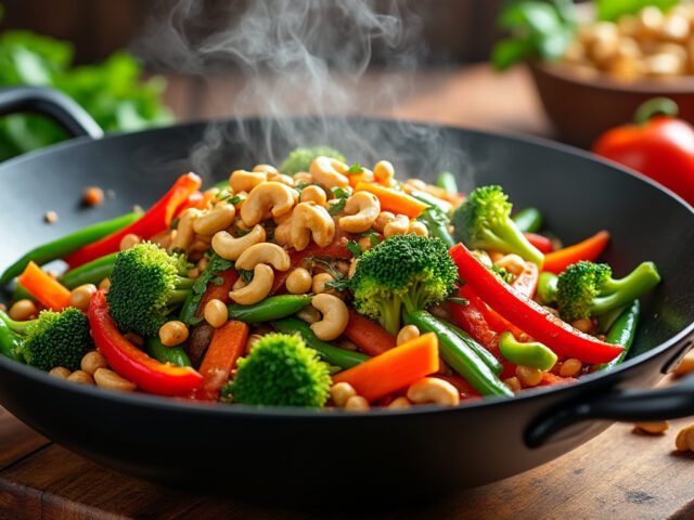 Wok de légumes et noix de cajou