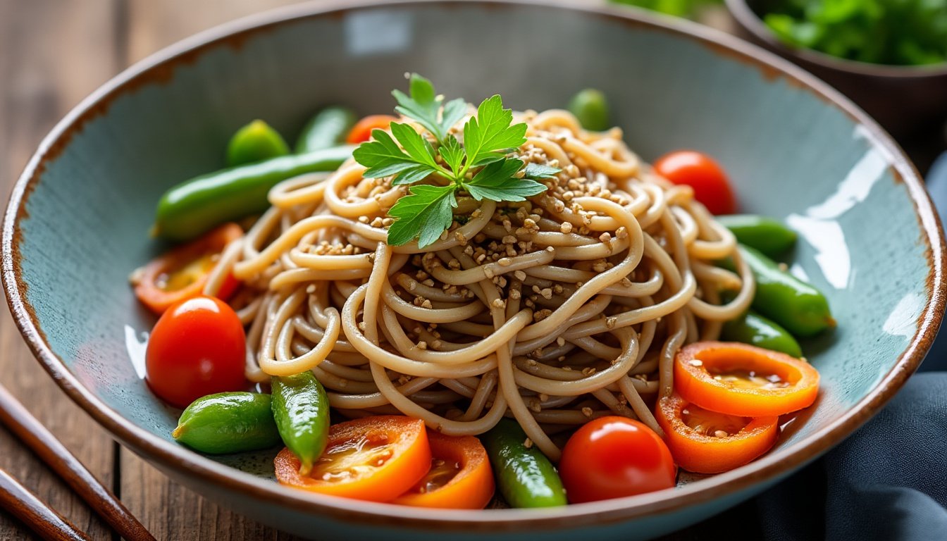 découvrez un délicieux wok de nouilles soba accompagné de légumes croquants, alliant textures et saveurs pour un repas sain et savoureux. parfait pour une cuisine rapide et gourmande, ce plat ravira les amateurs de cuisine asiatique!