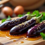 Aubergines rôties au miel et sésame
