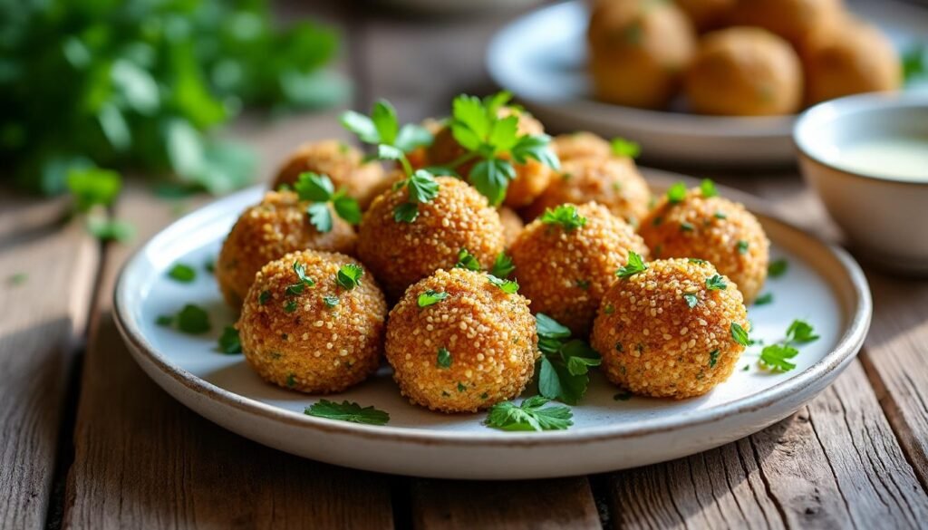 découvrez une recette savoureuse de boulettes de quinoa et persil, idéales pour un repas sain et équilibré. ces délicieuses bouchées végétariennes raviront vos papilles tout en apportant une touche de fraîcheur à vos plats. faciles à préparer, elles sont parfaites pour les apéritifs ou en accompagnement. amenez une touche de gourmandise à votre cuisine avec cette recette pleine de vitalité !