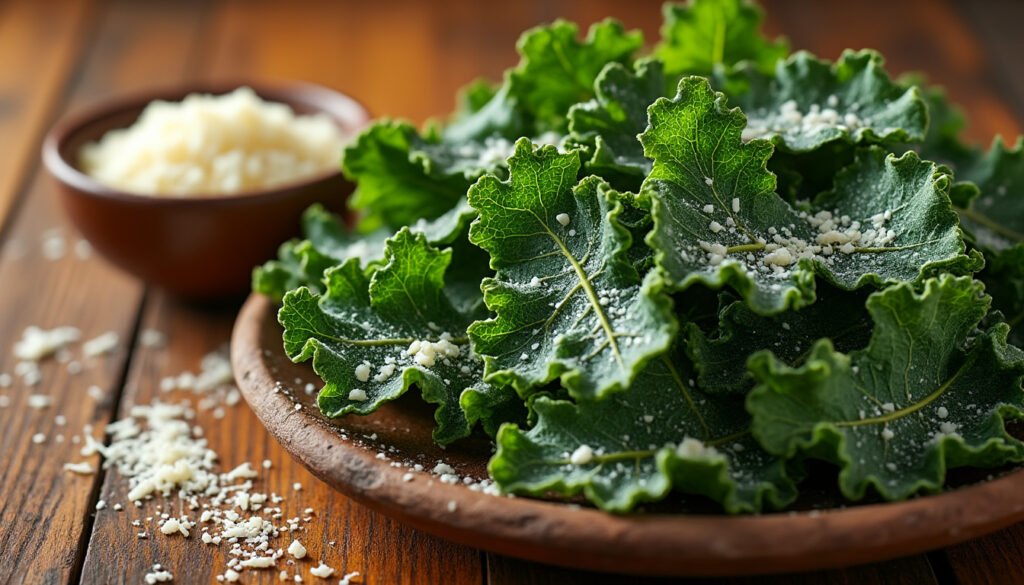 découvrez la recette savoureuse des chips de kale au parmesan, un en-cas croustillant et sain qui allie les bienfaits nutritionnels du kale à la richesse du parmesan. parfaites pour une collation gourmande ou une entrée originale, ces chips vont ravir vos papilles tout en ajoutant une touche croquante à vos repas.