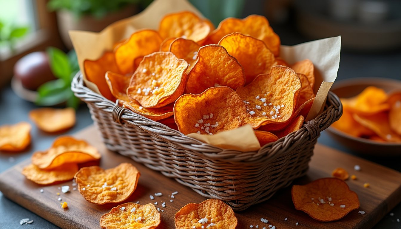 découvrez notre recette facile pour préparer des chips de patate douce maison croquantes et délicieuses. parfaites pour une collation saine, elles raviront les petits comme les grands avec leur saveur unique et leur texture irrésistible.