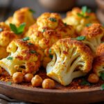 Chou-fleur rôti aux épices et pois chiches
