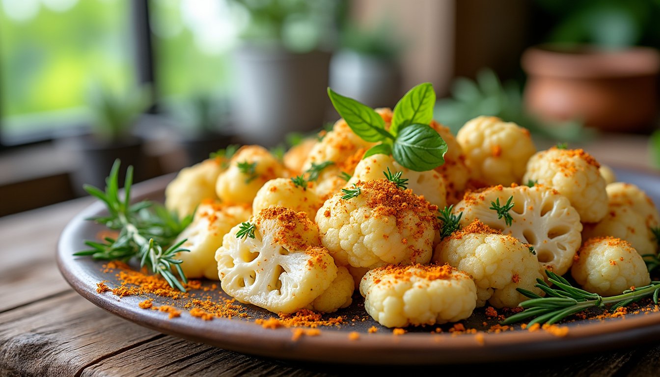 découvrez une délicieuse recette de chou-fleur rôti aux épices, accompagné de pois chiches croquants. un plat végétarien savoureux, riche en arômes et idéal pour régaler vos invités ou faire le plein de saveurs à chaque bouchée.