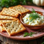 Crackers maison et fromage frais aux herbes