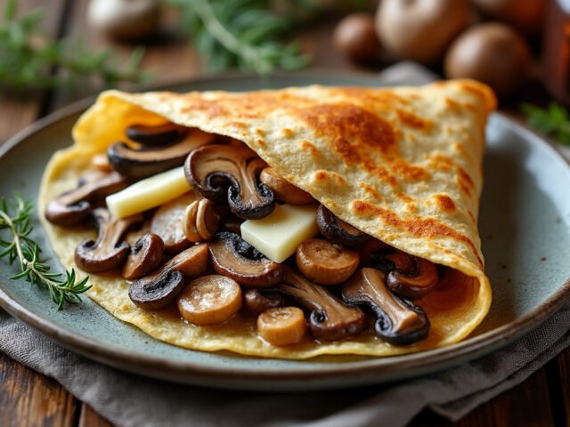 Crêpes salées aux champignons et fromage