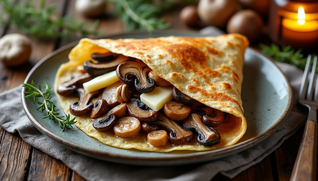 découvrez notre délicieuse recette de crêpes salées aux champignons et fromage, un plat savoureux et réconfortant qui saura ravir vos papilles. faciles à préparer, ces crêpes sont parfaites pour un repas entre amis ou en famille.
