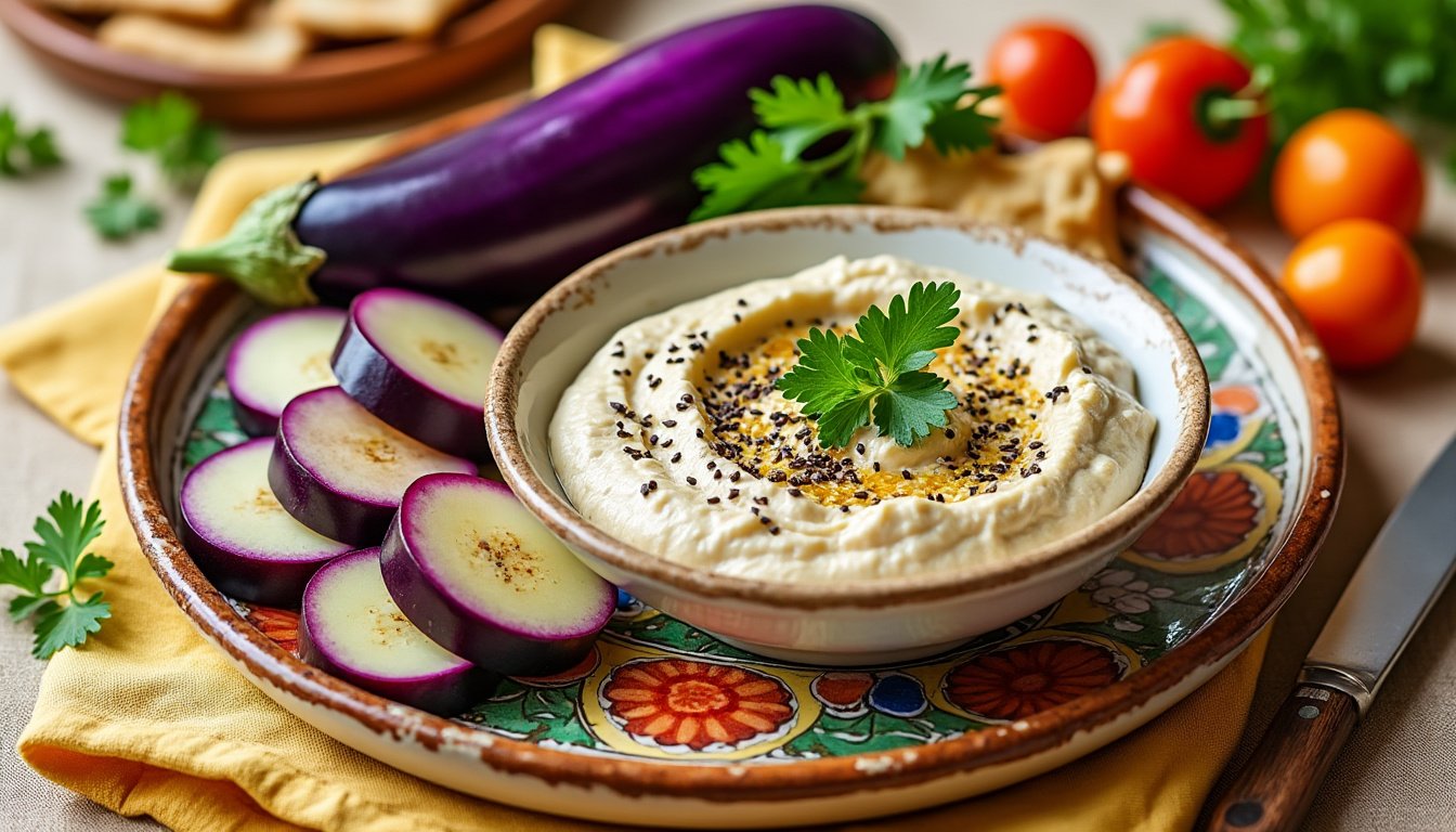 découvrez notre savoureux dip d'aubergines au sésame, une recette onctueuse et gourmande idéale pour vos apéritifs. alliant la richesse des aubergines grillées et le croquant du sésame, ce délice végétal ravira vos invités et apportera une touche méditerranéenne à vos plats.