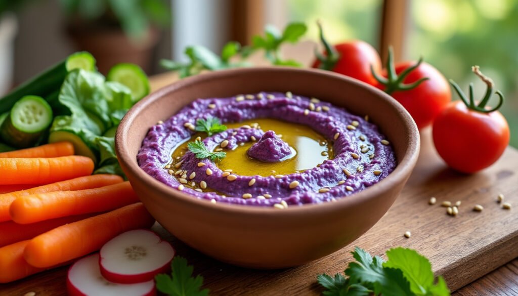 découvrez notre délicieux dip d’aubergines au sésame, un mélange savoureux et crémeux parfait pour vos apéros. facile à préparer, ce plat frais et original saura séduire vos invités avec ses notes gourmandes et ses bienfaits nutritifs. à déguster avec des légumes croquants ou du pain pita.