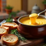 Fondue de fromage végétarienne avec pain complet