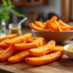 Frites de patate douce et sauce moutarde