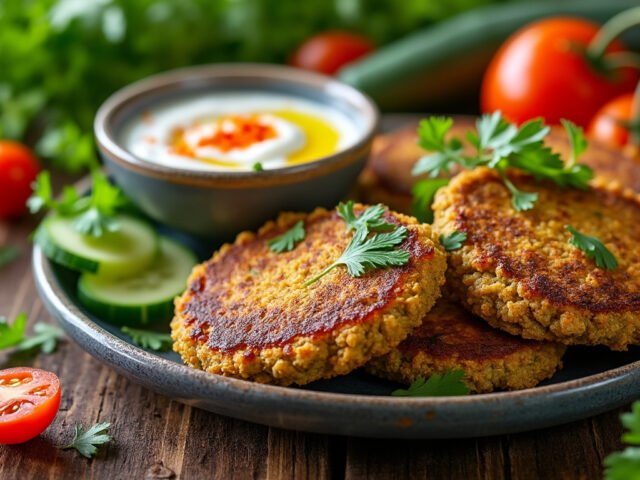 Galettes de lentilles et sauce yaourt