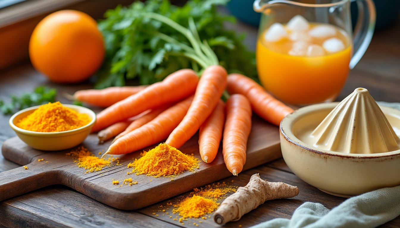 découvrez les nombreux bienfaits du mélange revitalisant de jus de carotte, orange et curcuma. ce cocktail santé regorge de nutriments qui renforcent le système immunitaire, améliorent la digestion et boostent l'énergie, tout en offrant une délicieuse saveur fruitée.