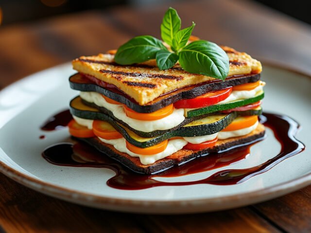 Mille-feuille de légumes grillés et ricotta