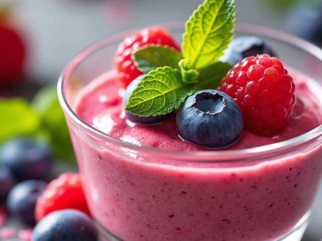 Mousse aux fruits rouges et yaourt végétal