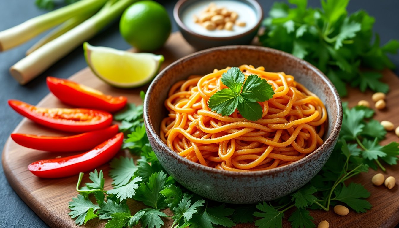 découvrez notre délicieuse recette de nouilles de riz sautées au curry rouge, un plat savoureux et épicé qui allie la douceur des nouilles de riz à la richesse aromatique du curry. parfait pour un dîner rapide et plein de saveurs!