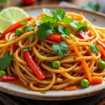 Nouilles de riz sautées au curry rouge