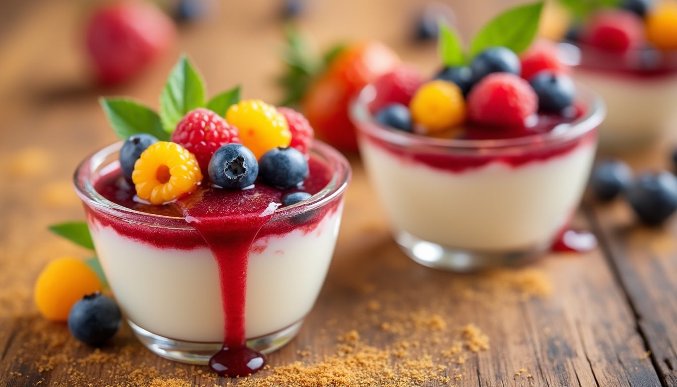 découvrez notre délicieuse panna cotta au caramel, surmontée d'amandes effilées croquantes. un dessert crémeux et gourmand qui ravira vos papilles et impressionnera vos invités. parfait pour une occasion spéciale ou pour se faire plaisir au quotidien.