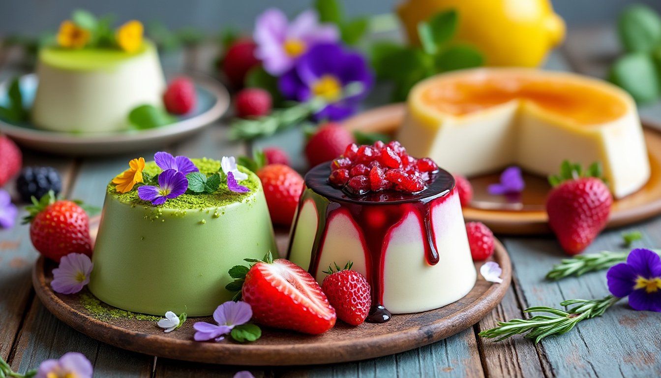 découvrez notre délicieuse panna cotta au chocolat, agrémentée d'éclats de noisettes croustillants. un dessert onctueux et savoureux qui ravira les amateurs de chocolat et de gourmandises raffinées. parfait pour terminer un repas en beauté !