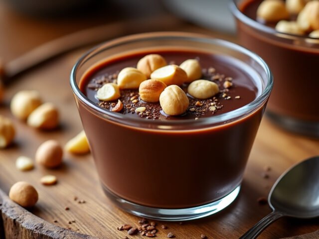 Panna cotta au chocolat et éclats de noisettes