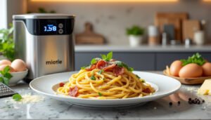 découvrez notre recette de pâtes façon carbonara express au cookeo, un plat savoureux et rapide à préparer. réalisez ce délice en quelques minutes seulement et régalez-vous en famille ou entre amis avec des ingrédients simples mais délicieux.