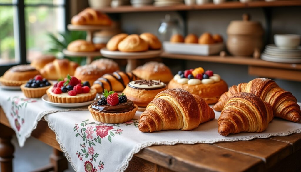 découvrez une sélection exquise de pâtisseries et viennoiseries artisanales, préparées avec passion pour ravir vos papilles. boulangerie de qualité, choix varié de douceurs sucrées et de délices croustillants, parfaits pour vos petits-déjeuners et pauses gourmandes.