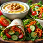 Petits wraps de salade et houmous