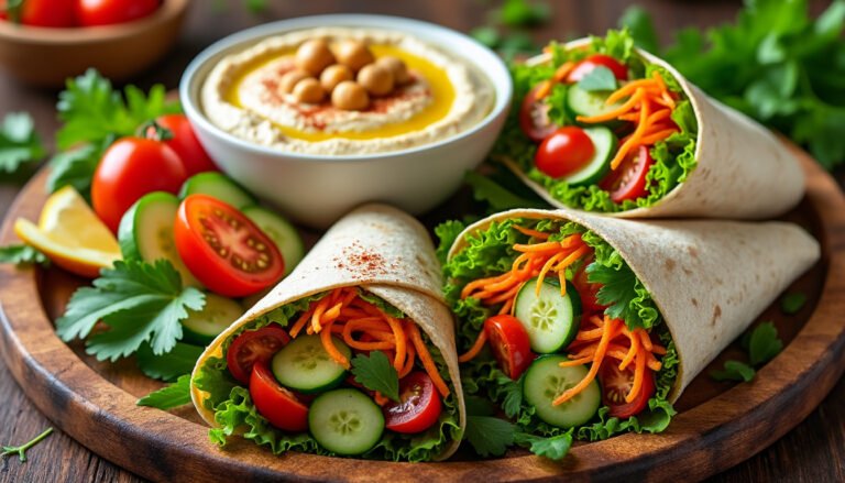 découvrez une délicieuse recette de petits wraps de salade et houmous, parfaite pour un apéritif léger ou un déjeuner sur le pouce. fraîcheur et saveurs se rencontrent dans ces en-cas sains et gourmands, faciles à préparer et à déguster !