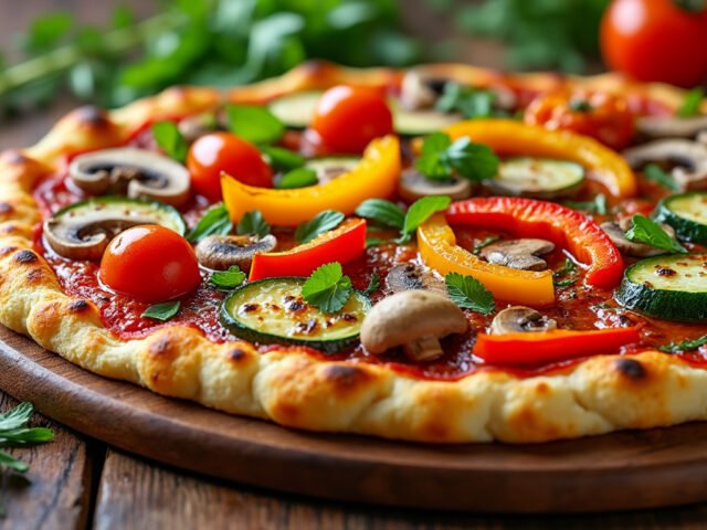 Pizza base chou-fleur et légumes grillés