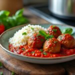 Préparez des boulettes de viande savoureuses dans une sauce tomate au Cookeo avec du riz