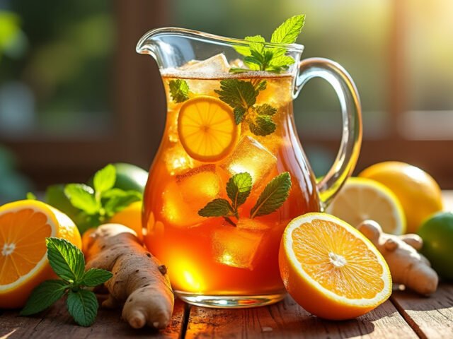 Préparez un thé glacé au gingembre et agrumes rafraîchissant