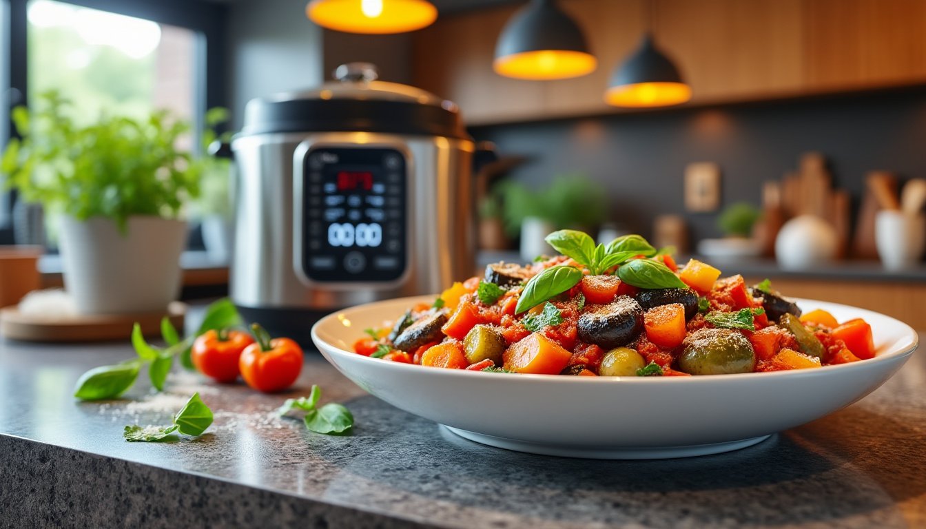 découvrez notre recette de ratatouille légère au cookeo, un plat sain et savoureux qui ravira vos papilles. idéale pour des repas équilibrés, cette préparation rapide et facile à réaliser vous permettra de déguster les saveurs méditerranéennes tout en prenant soin de votre santé.