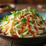 Salade de chou blanc, sauce soja et cacahuètes