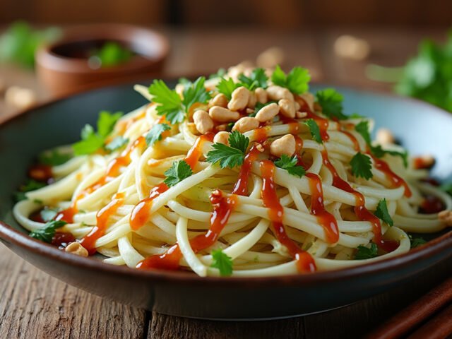 Salade de chou blanc, sauce soja et cacahuètes