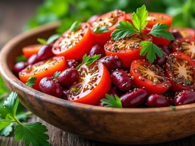 Salade de haricots rouges, tomates et cumin