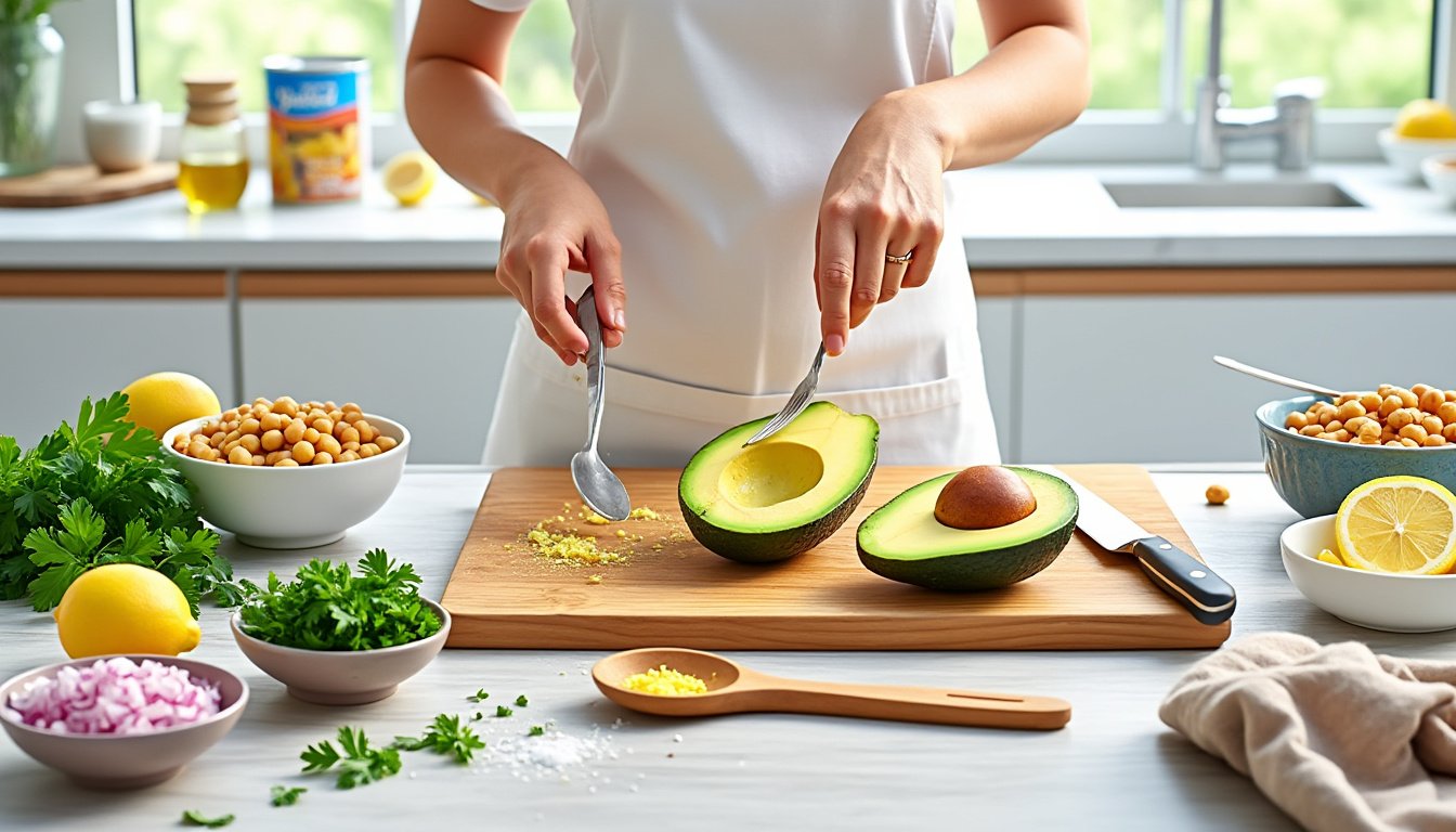 découvrez une délicieuse salade de pois chiches et avocat, alliant fraßcheur et saveurs. parfaite pour un repas léger ou un accompagnement sain, cette recette riche en protéines et en bons gras ravira vos papilles tout en étant nourrissante.
