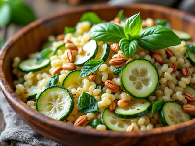 Salade d’orzo, courgettes et basilic