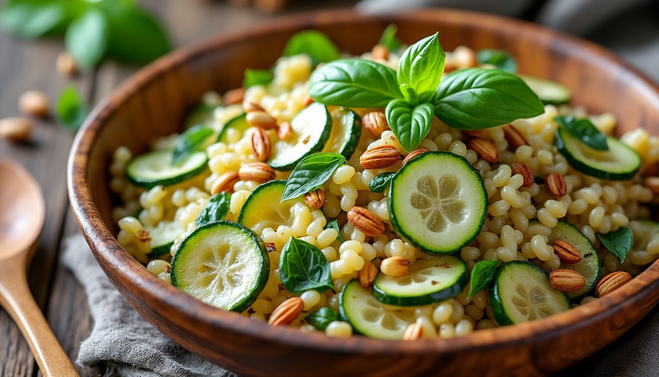 découvrez notre délicieuse salade d'orzo aux courgettes et basilic, une recette fraîche et colorée parfaite pour vos repas d'été. savourez le mélange subtil des saveurs mediterranéennes dans ce plat léger et réussi pour vos pique-niques et déjeuners en plein air.