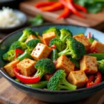 Sauté de brocolis et tofu sauce cacahuète