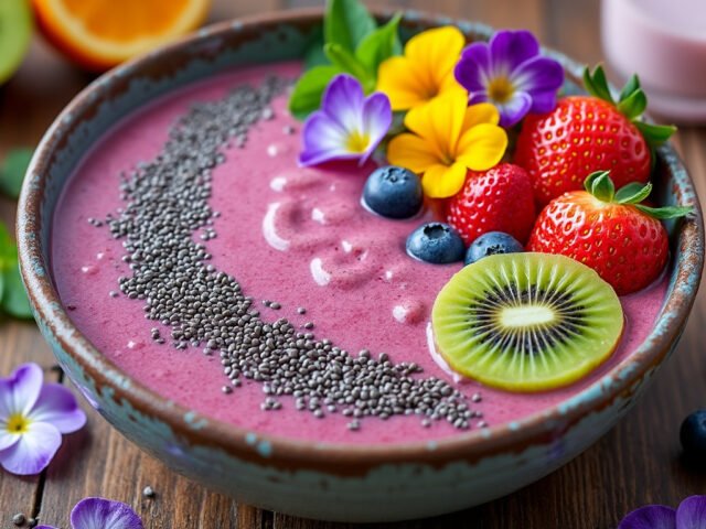 Smoothie bowl aux fruits et graines de chia